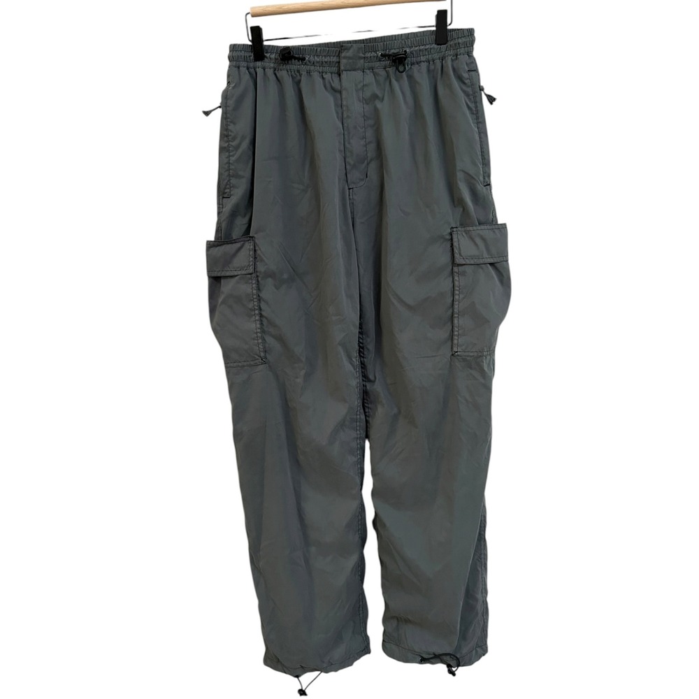 Old Navy‎ Mens Y2K Blokecore Medium Gray Cargo Track Pants Drawstring Pockets